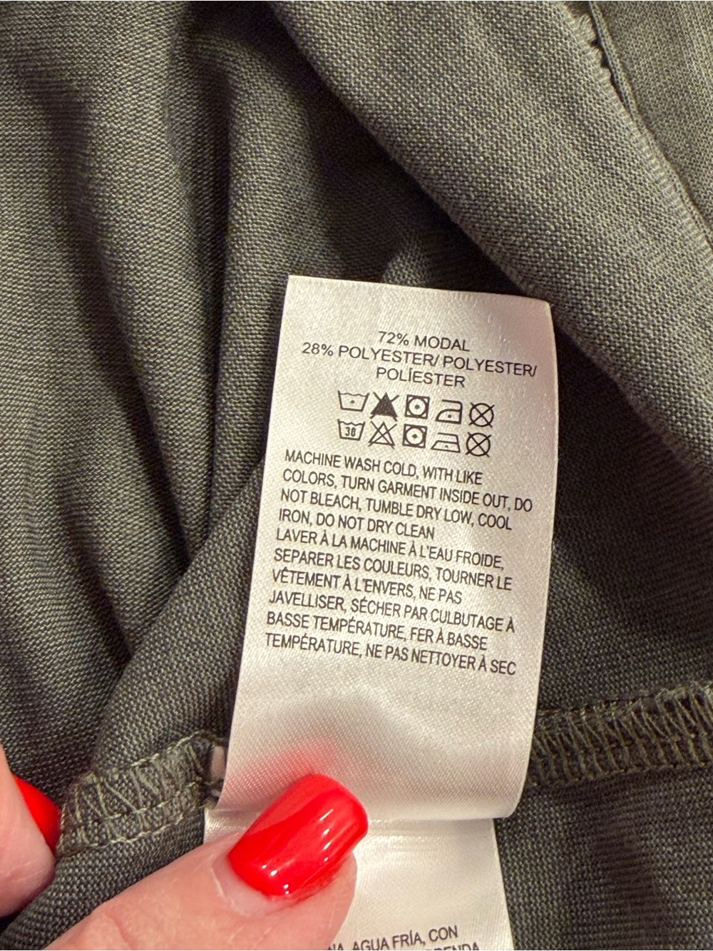 Lucky Brand Olive Gray Modal Peasant Blouse Long Sleeve Medium - Picture 7 of 10